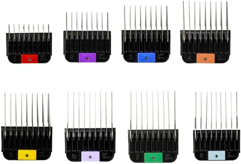 8 2 Wahl Pro Animal Stainless Steel Attachment Combs - Cutting Lengths - Color-Coded Dog & Cat Clipper Guides - Animal