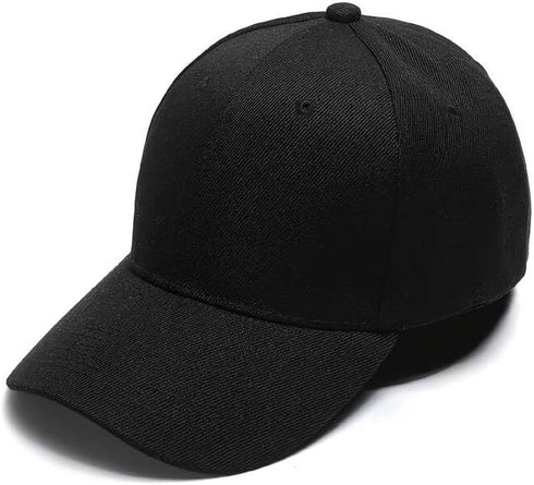 Plain Blank Black Caps with Adjustable Strap (12PCS), Medium Size