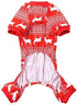 Christmas Reindeer Costume Pet Clothes for Dog Pajamas, Soft Christmas PJS, Back Length 16" Medium Red.