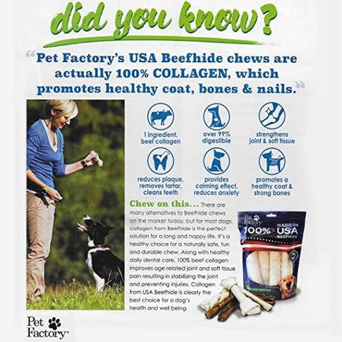 Pet Factory 100% Made in USA Beefhide 7" Braided Sticks Dog Chew Treats, 6 Count