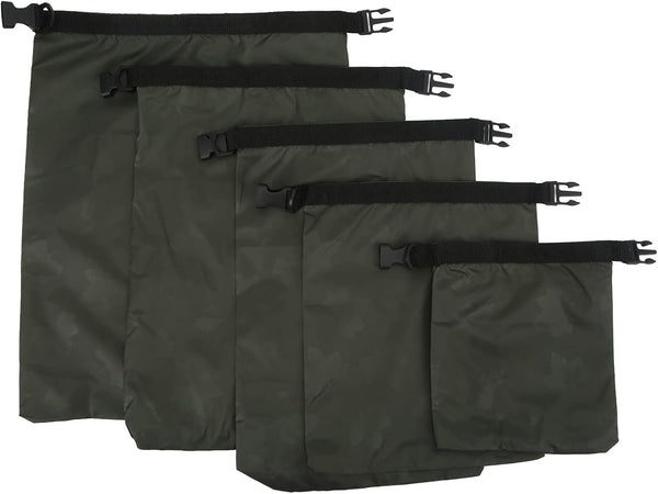 Topyond 5Pcs Dry Bag - Waterproof Dry Roll Top Sacks for Outdoor Storage, Kayaking, Camping, Boating - Army Green