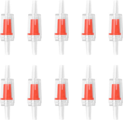 10PCS Non-Return One Way Air Check Valve, Red Clear Plastic for Aquarium Air Pump