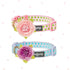 Blueberry Pet Adjustable Flocking Dog Collar with Silk Flower, Baby Pink Polka Dot, Large