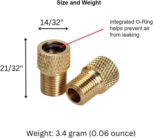 Presta to Schrader Valve Adapter for Bike, Inflate Presta Valve Tire with Air Compressor, 5 Pieces