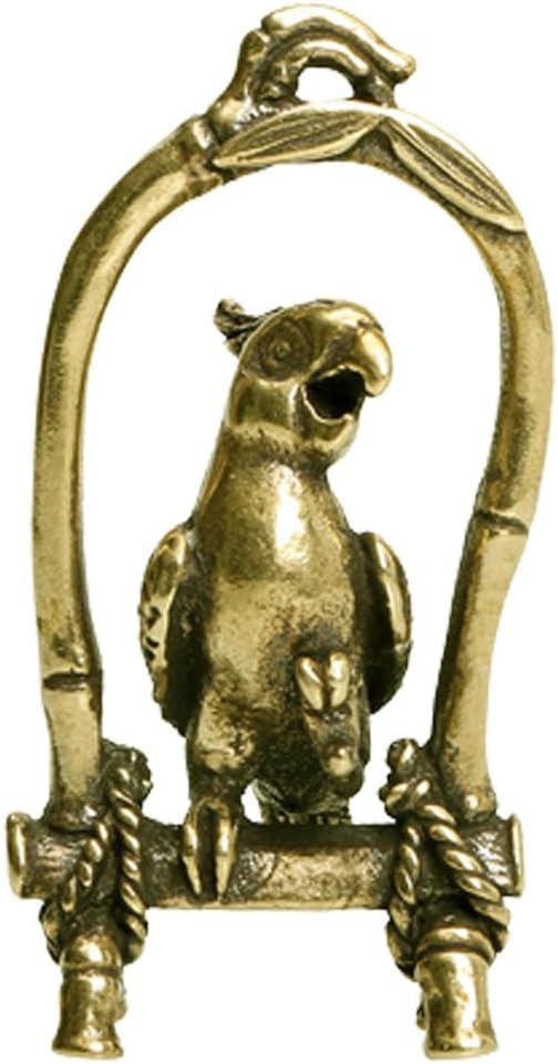 1 Pcs Brass Parrot Ornament, Animal Figurines for Desktop Decoration (Golden)