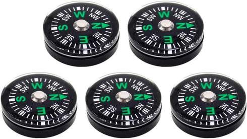 JiuGongmoup 5 Pack 25mm Backpacking Mini Pocket Compass Survival Button Compass for Hiking, Camping, Boating & Outdoor