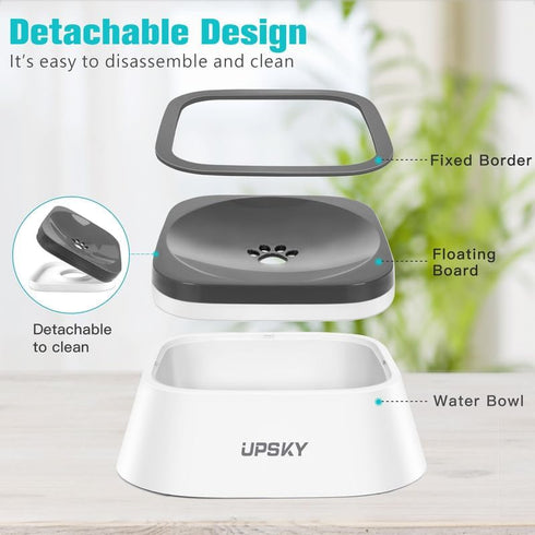 UPSKY Dog Bowl Dog Water Bowl No Spill Pet Water Bowl No Drip Slow Water Feeder Dog Bowl No-Slip Pet Water Dispenser 35oz Slow Drinking Bowl for Dogs and Cats