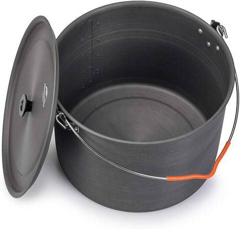 Naturehike 10.5 Quart Aluminum Hanging Pot, Portable Camping Pot with Lid for 6-8 Person Outdoor Cooking