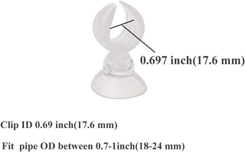 Aquarium Heater Clip Holder Aquarium Tube Clip Suction Cup Clip, 4 Pieces (Clip Inner diam:0.69")