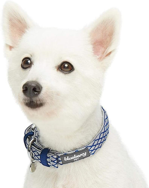 Blueberry Pet Diamond Pattern Adjustable Neoprene Padded Dog Collar - Royal Blue, Neck 17-20.5", for Large Breed
