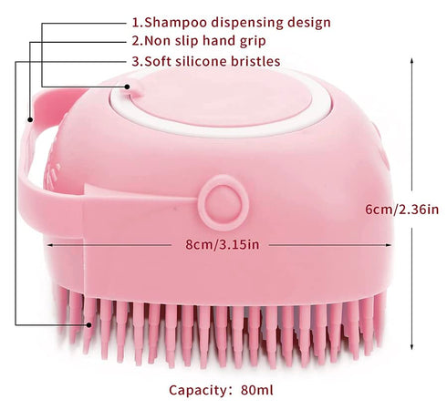 Pet Bath Massage Brush, Puppy Dog Cat Grooming Cleaning Soft (Pink)