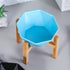 Ceramic Tilted Elevated Pet Bowl with Bamboo Stand, Blue - No Spill Feeder for Cats and Dogs