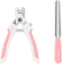 OneCut 4.7" Small Dog & Cat Nail Clipper - Stainless Steel Trimmers for Small Animals - Pink