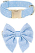 Adjustable Pet Bow Tie and Dog Collar for Small Medium Large Dogs, Cute Lady Bow and Dog Collars, Blue Polka Dots, Large