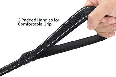 Dog Leash Heavy Duty with 2 Handles, Padded Traffic Handle for Extra Control, 6ft Long - Black Blue