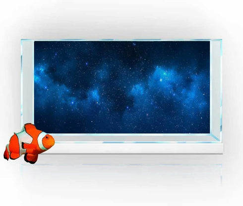 36X18IN Art Starry Aquarium Background with 8 EVA Double-Sided Tape, Starry Fish Tank Decorations