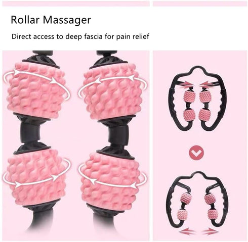 4 Wheels Foam Roller Muscle Massager for Leg Neck Hand Arm,Trigger Point Muscle Relax Massager Indoor Sports Yoga