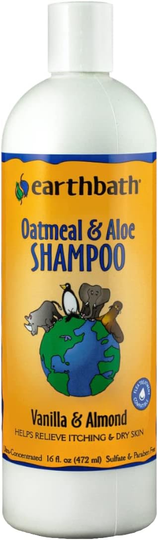 earthbath Oatmeal & Aloe Dog Shampoo - 16 Oz for Itchy, Dry Skin Relief, Made in USA, Vanilla & Almond