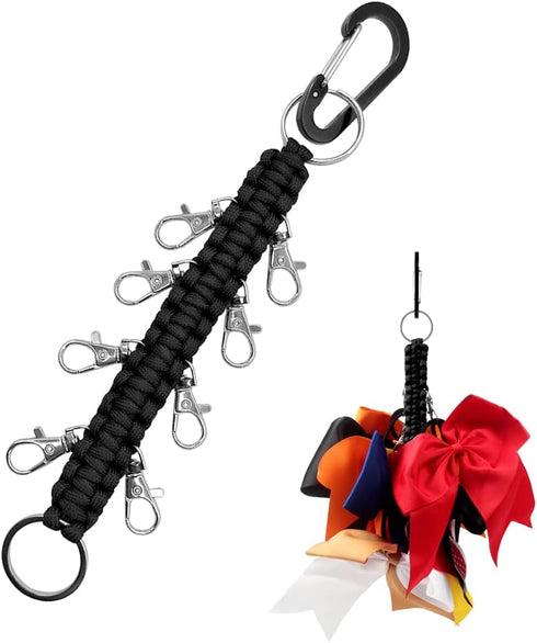 Hooshing Cheer Bows Holder, Handmade Carabiner Paracord Keychain for Teen Girls Cheerleading Sports