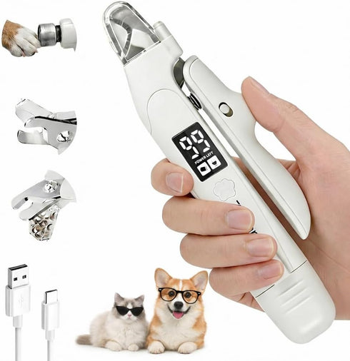 Zelvian 2-in-1 Dog & Cat Nail Clipper and Grinder with LED Light, Low-Noise
