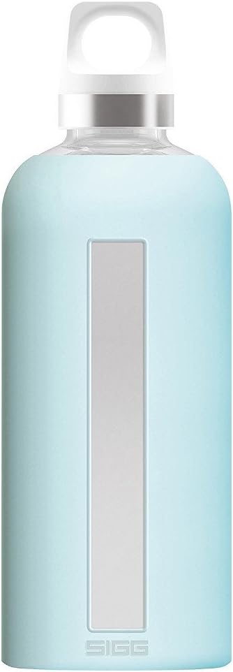 SIGG Star Water Bottle - 17 Oz, BPA-Free, Leak-Proof Glass, Anti-Shock, Non-Slip Silicone Case, Glacier