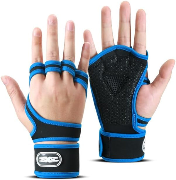Fitness Gloves with Wrist Wraps | Half Finger Sports Training Gloves for Men & Women, Shock Absorption & Anti-Slip