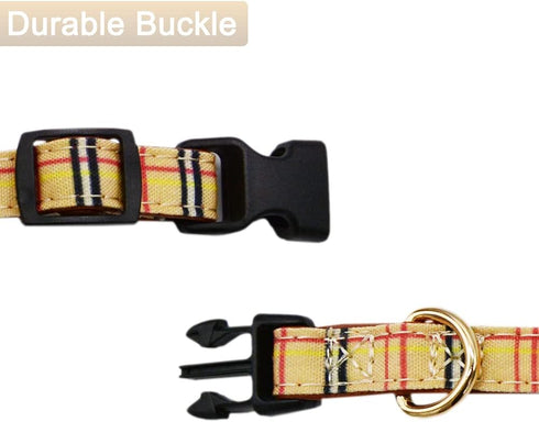 Bowtie Dog Collar and Leash Set, Classic Plaid Adjustable Collar with Removable Bow Tie for Small Medium Large Dogs