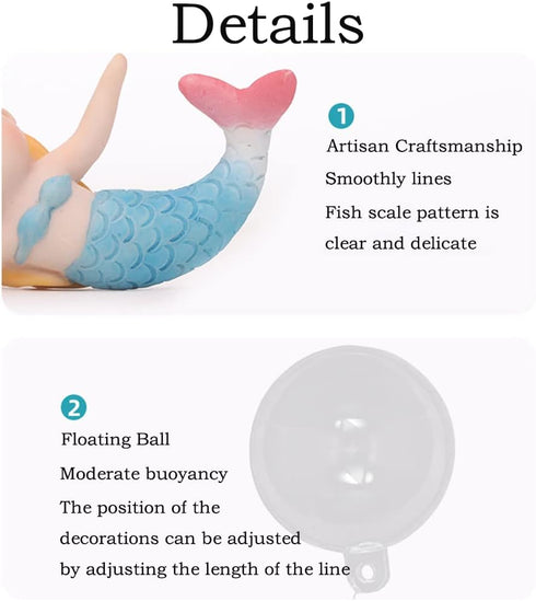 Floating Mermaid Fish Tank Decor, Cartoon Aquarium Decorations for Aquatic Pets, Resin Ornaments