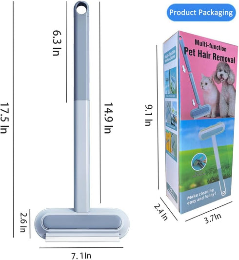 Pet Hair Remover, 4 in 1 Cat and Dog Hair Remover with Extra Long Handle, 17-Inch for Furniture and Carpet