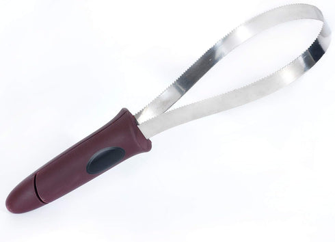 Dual-Sided De-Shedding Tool with Stainless Steel Blade for All Dog Coat Types - Soft Touch Grip (Burgundy)