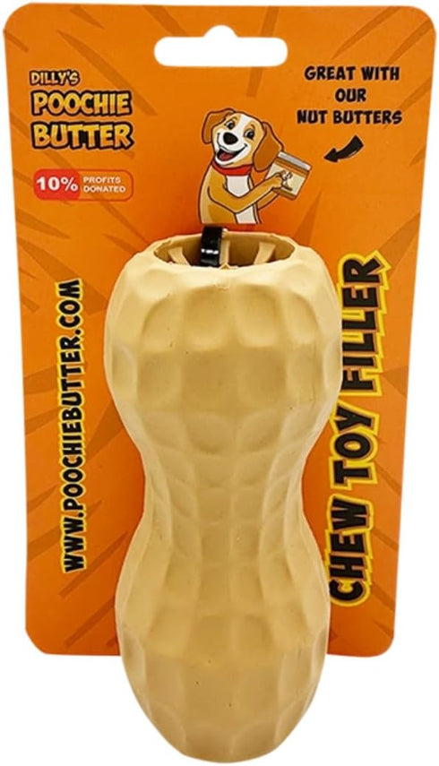 Peanut Butter Durable Chew Treat Toy for Dogs, Solid Natural Rubber Toy for Aggressive Chewers, Small