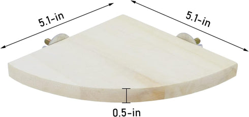 Wontee Bird Perch Stand, 2 Pack Wooden Platform Corner Ledge for Budgies, Cockatiels, Conures, 5.1"x5.1"