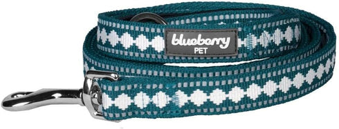 Blueberry Pet 3M Reflective Jacquard Dog Leash, 5 ft x 5/8", Teal Blue, Small, Comfortable Handle for Dogs