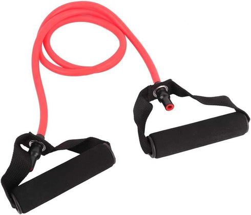 Resistance Exercise Band - Stretch Rubber Tube Workout Fitness with Comfortable Handles for Yoga Gym (Red)