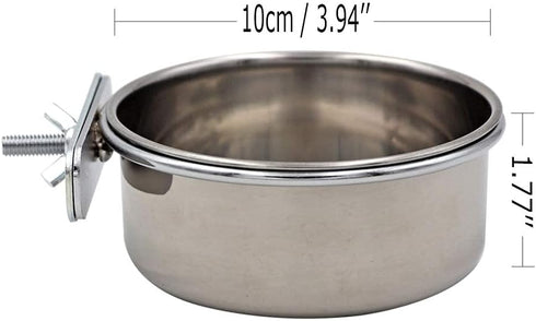 Tfwadmx Bird Feeding Dish Cups, 2PCS Clamp Holder for Parrot Food Bowl, Bird Cage Water Bowl