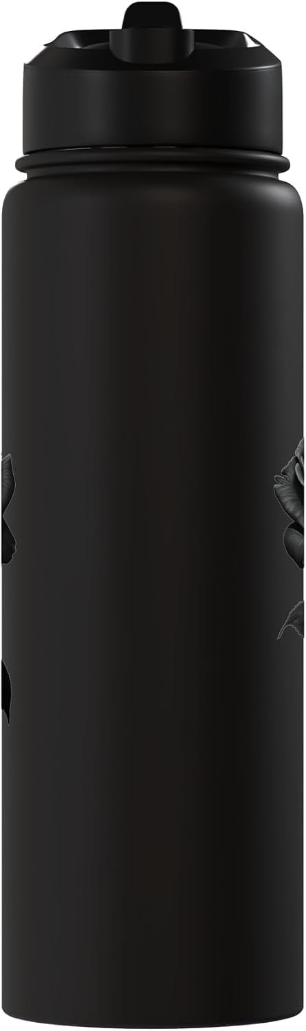 Darkened Rose Black Rose Stainless Steel Insulated Water Bottle