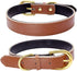 Leather Collar for Small Dogs, Adjustable Genuine Cowhide with Gold Buckle, Soft Touch Padded for XS Medium Large Dogs,