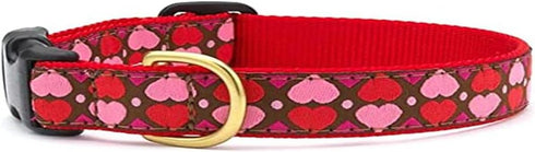 Up Country Valentine and Hearts Pattern Dog Collars and Leashes, All Hearts Dog Collar, Small (9 to 15 Inches) 5/8 Inch