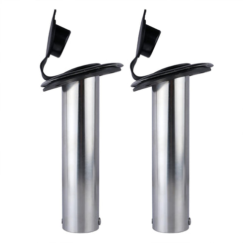 Hoffen 2Pcs Boat Stainless Steel Fishing Rod Holder Flush Mount with PVC Cap, 15/30/90 Degree