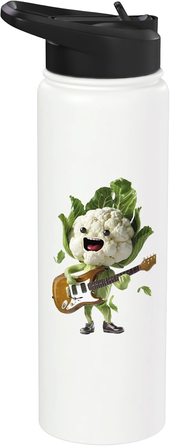 Funny Cauliflower Guitar Design Cauliflower Guitar Stainless Steel Insulated Water Bottle