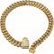 Designer Dog Collar 14mm Gold Metal Stainless Steel with Zirconia Lock, 18K Gold Big Dog Luxury Training Necklace Chain