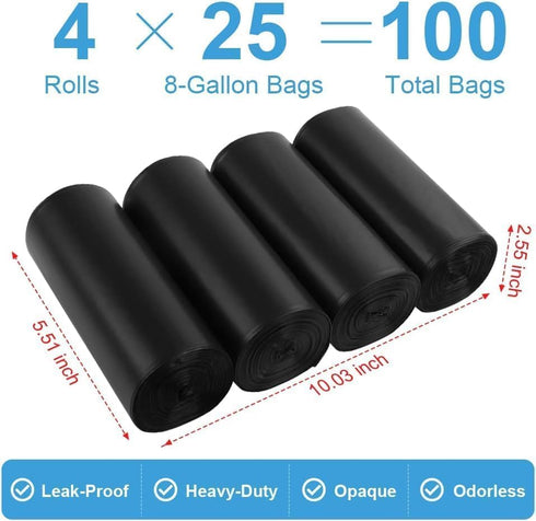 100 8 Pcs Portable Camping Toilet Bags, Biodegradable Porta Potty Bucket Toilet Bags, Gallon Compostable Thickened
