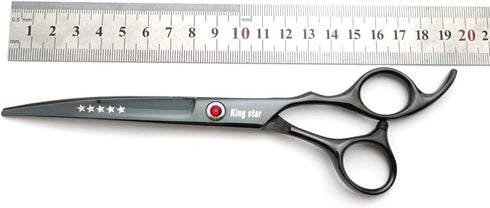 7.0in Titanium Black Professional Pet Grooming Scissors Set, 4pcs Straight & Thinning & Curved for Dog Grooming