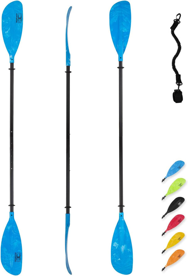OCEANBROAD Adjustable Kayak Paddle - 86in/220cm to 94in/240cm Kayaking Oar with Paddle Leash