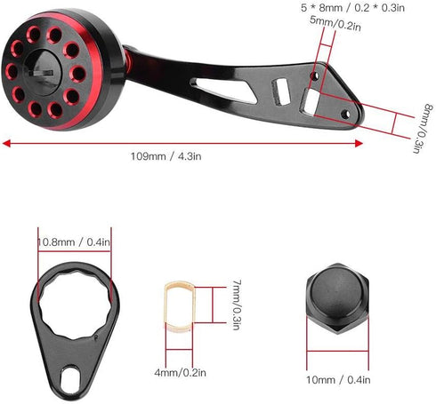 Tbest Knob Power Handle Grip,Fishing Reel Handle CNC Knob with Fittings Replacement Parts Accessory
