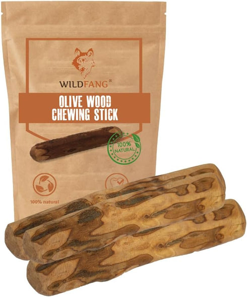 Wildfang Olive Wood Chewing Stick - 100% Natural Dog Toy for Dental Care & Training