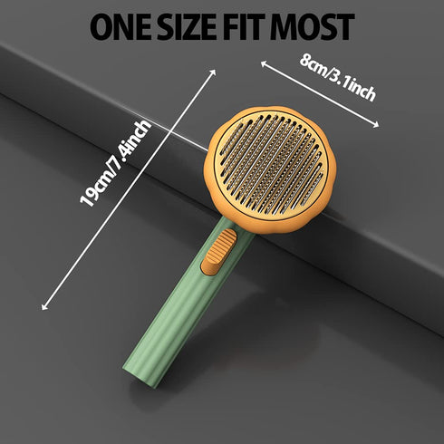 Cat Brush with Release Button, Cute Pumpkin Shape Groom and Clean Dog Comb, Self Cleaning Doodle Brush for Cats and Dogs