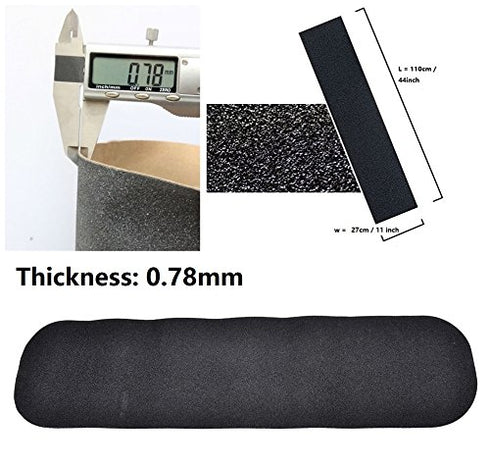 ZUEXT 11" x 44" Black Skateboard Grip Tape Sheet, Waterproof Bubble Free Black Scooter Griptape for Longboard