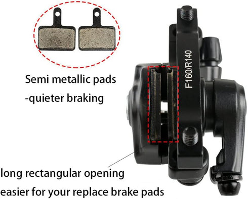 Mountain Bike Disc Brake Kit, MTB Mechanical Line Pulling Disc Brakes Caliper with Aluminum Alloy Levers - BUCKLOS