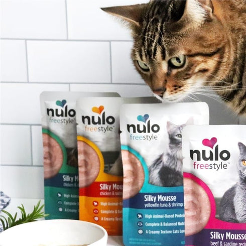 2.8oz (24 Pack) Nulo Freestyle Wet Cat Food Silky Mousse - Yellowfin Tuna & Shrimp, High Protein Grain-Free Cat Food